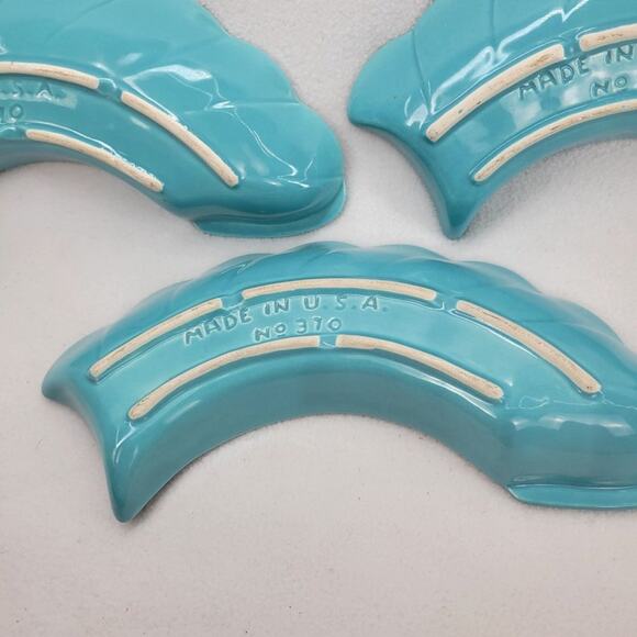 Vintage Set of 3 Ceramic Wing Trays Aqua Pottery Made in USA No 370 California - Picture 5 of 8